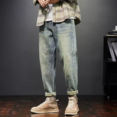 Stretch Retro Yellow Mud Jeans Men Fashion Brands Loose Casual Trousers