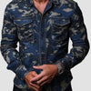 Men's Clothing Print Lapel Long Sleeve Loose Shirt