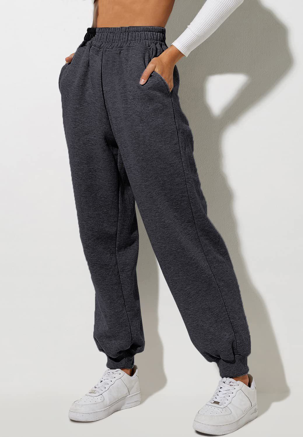 Women's High Waist Loose Sports Pants Comfortable High Waist Jogging Pants Casual Sweatshirt Pants With Pockets