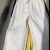 Ladies New Holiday Leisure Pure Color All-matching Drawstring Button Straight-leg Wide-leg Pants