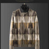 Contrast Color Diamond Lattice Fake Two-piece Warm Men's Shirt