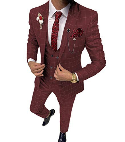 Completo da uomo in tre pezzi, versatile e semplice, con fantasia a quadri