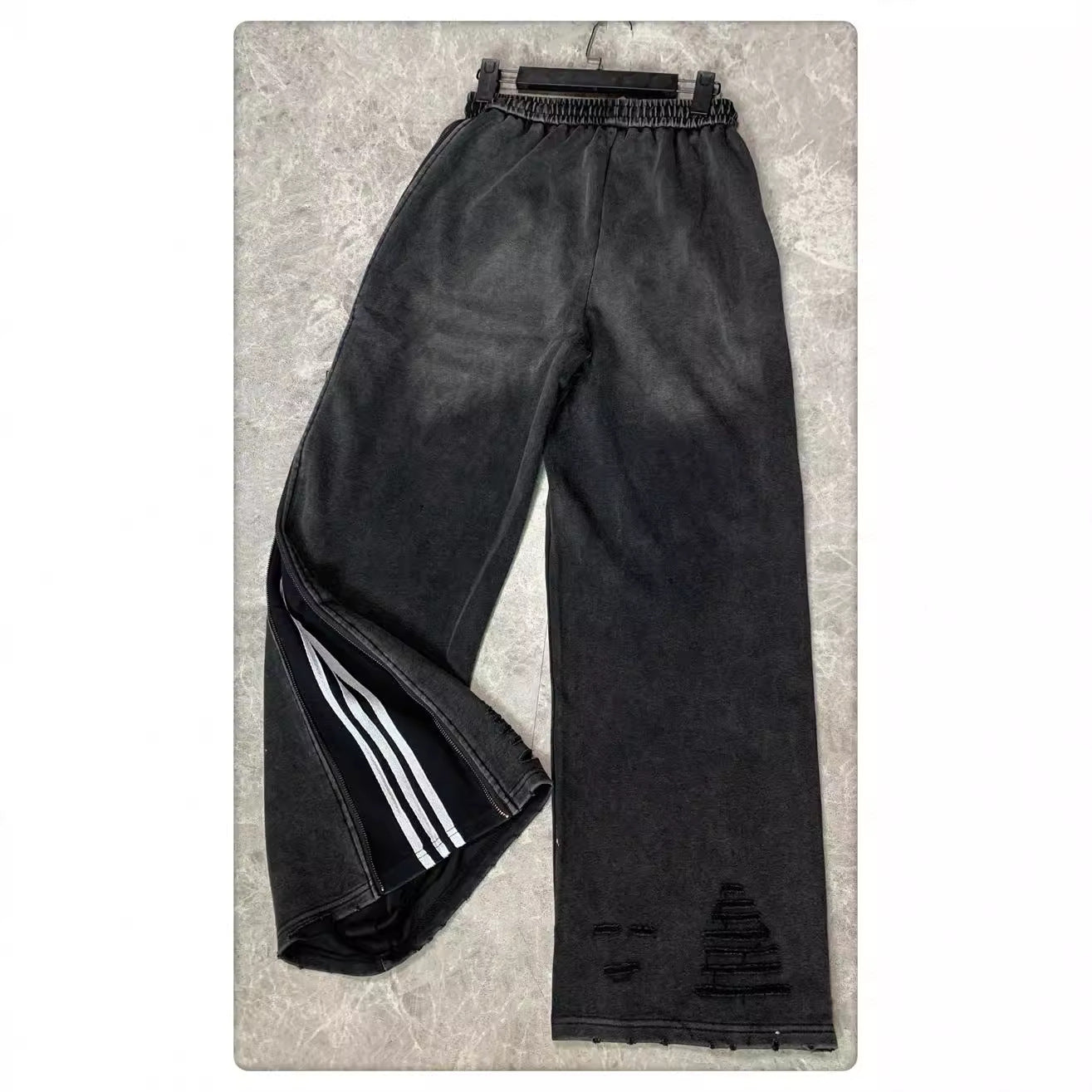 Pantaloni larghi a gamba larga con cerniera laterale bidirezionale e tre barre Design Sense