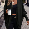 Women Solid Color Batwing Sleeve Open Front Casual Jacket