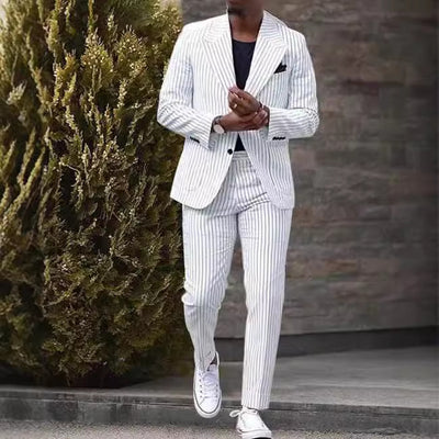 Pantaloni Americani Eleganti Casual a Righe da Abito
