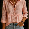Womens Casual Cotton And Linen Long-Sleeve Shirt