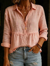 Camicia a maniche lunghe da donna casual in cotone e lino