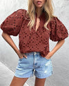 Top da donna casual elegante in pizzo traforato