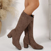 Wide Pointed Toe Chunky Heel Below The Knee Long Boots