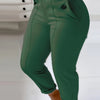 Women's Solid Color Button Casual And Versatile Fashionable Pants