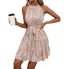 Womens Stylish Lace-up Printed Slip Dress