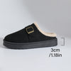 Thick Bottom Belt Buckle Fleece-lined Closed Toe Female Cotton Slippers