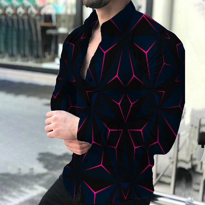 Men's Long Sleeve 3D Digital Printing Shirt