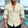 European And American Men's Solid Color Long-sleeved Shirt