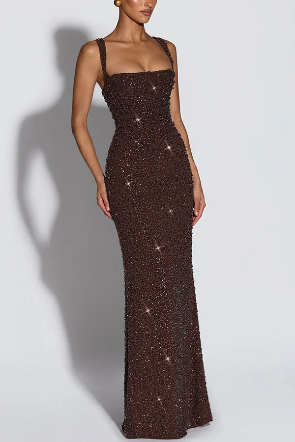 Womens Sequin-decorated Figure-hugging Fashionable Dress