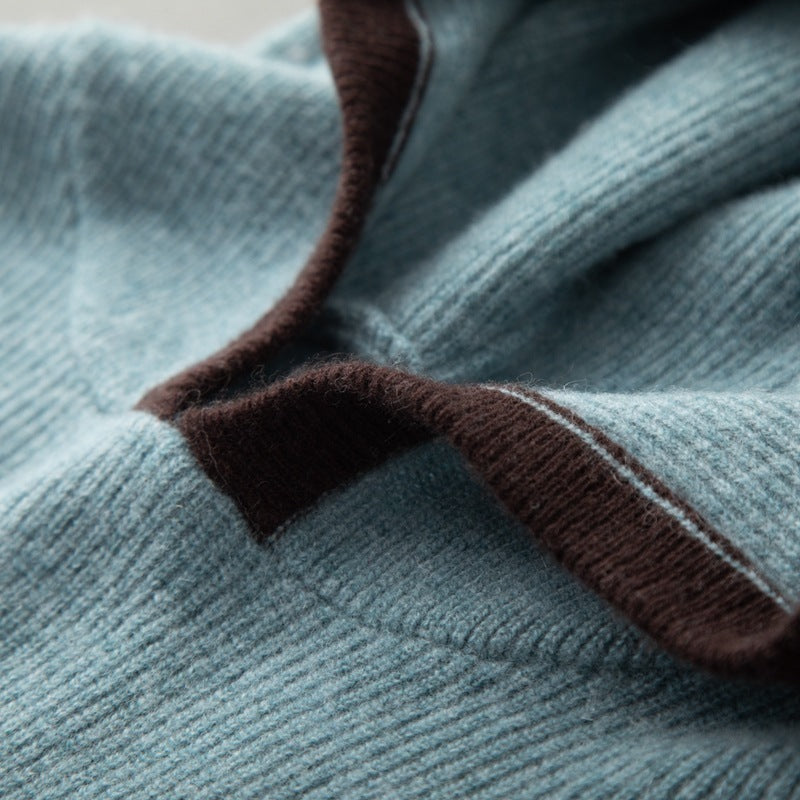 Maglione da uomo in cashmere con motivo a lingotti larghi e a contrasto