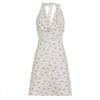 Chic Sleeveless Halter Dress With Ruffled Hem