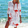Womens Printed Resort Beach Shirt Bikini Cover-Up Blouse