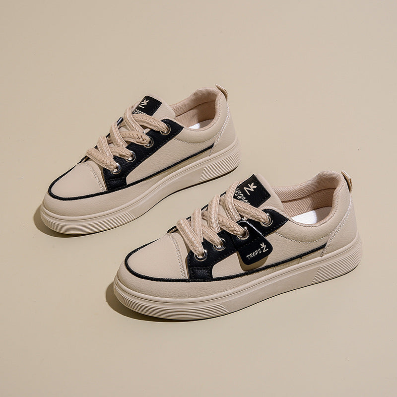 Sneakers bianche comode con plateau in stile coreano da donna