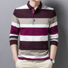 Striped Lapel Men's Long-sleeve