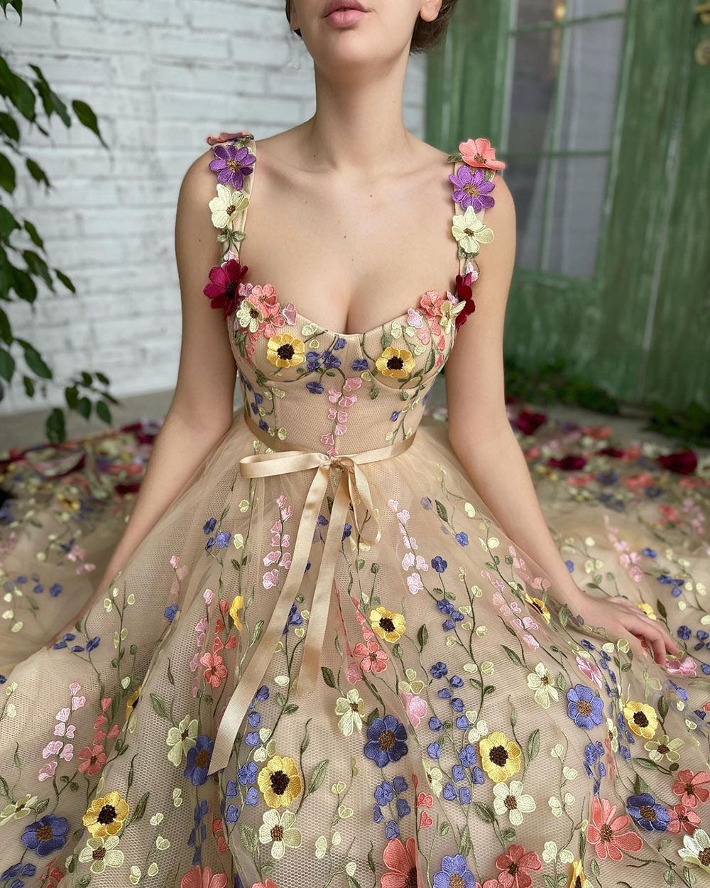 Sevintage Abiti da ballo squisiti con fiori 3D a cuore