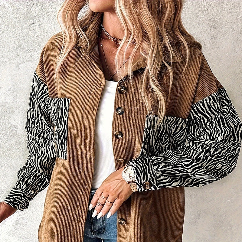 Women's Long-sleeved Plaid Contrast Color Coat
