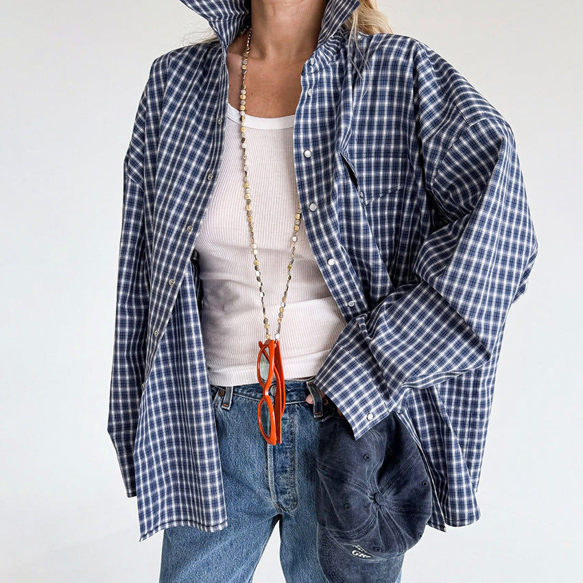 Cardigan Top in Cotone Puro con Fantasia Scozzese Vintage