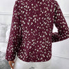Women's V-Neck All-Over Print Elegant Long Sleeve Blouse,Long Sleeve Tops