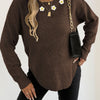 Women's Crochet Patchwork Round Neck Comfort And Casual Sweater