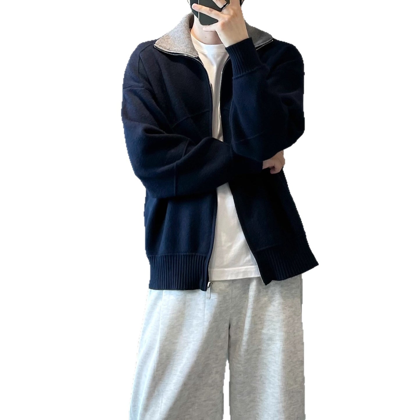 Barne Style Contrast Color Knitted Cardigan Sweater For Men