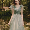 Damigella d'onore Gonna lunga Abito da sposa femminile Ospite Riunione annuale Cena Verde