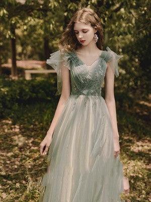Damigella d'onore Gonna lunga Abito da sposa femminile Ospite Riunione annuale Cena Verde