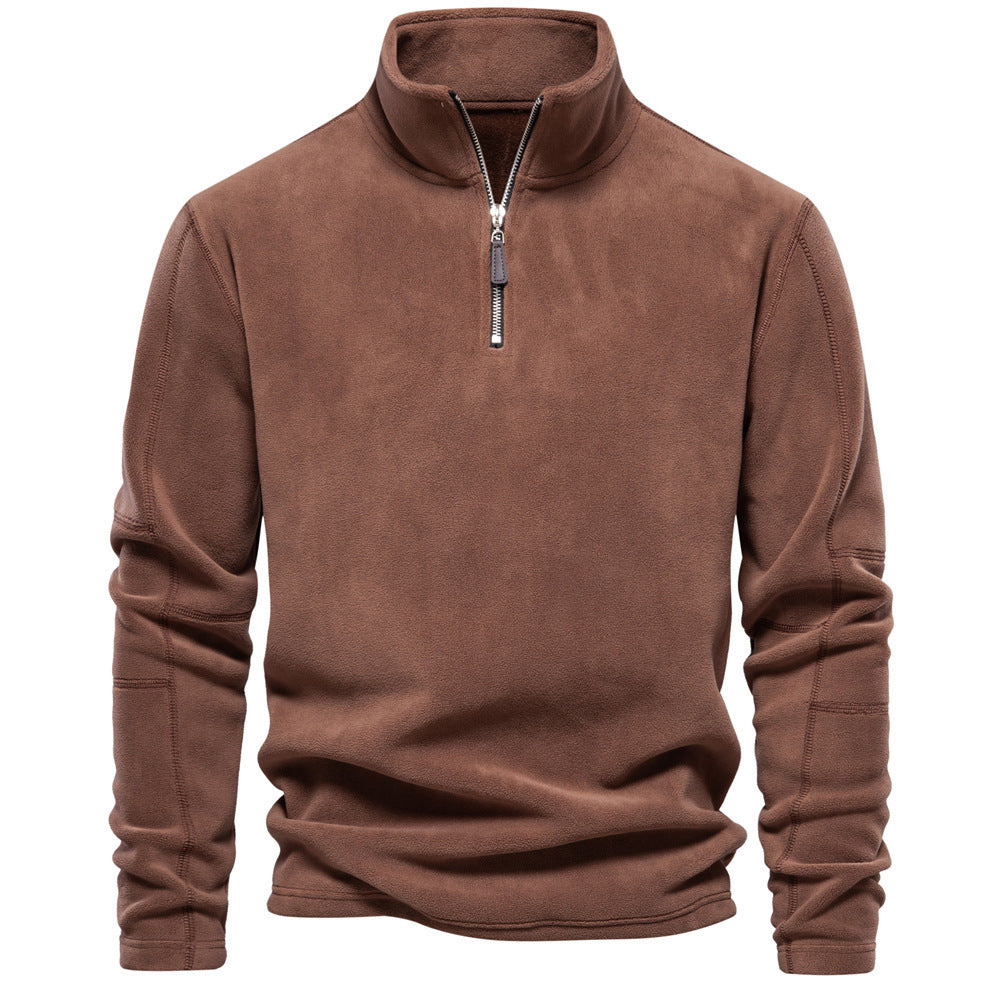 Men's Autumn And Winter New Stand Collar Half Zip Long-sleeved Sweater