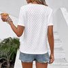 T-shirt casual a tinta unita con scollo a V