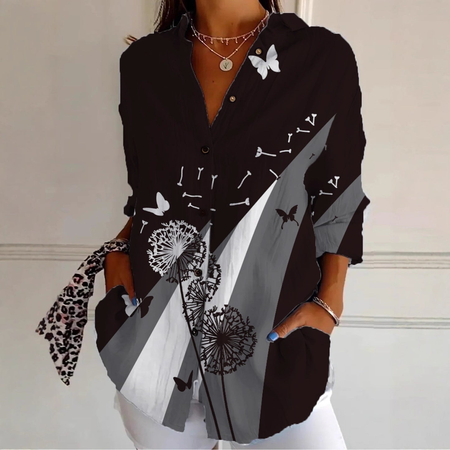 Camicetta a maniche lunghe da donna sofisticata elegante e versatile
