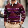 Digital-print Men's Casual Long-sleeve Polo-neck Top