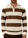 Business Knitwear Striped Contrasting Color Button Long Sleeve