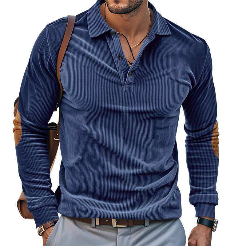 American Men's T-shirt Spring And Autumn Long Sleeve Corduroy