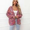 Rainbow Mixed Color Festival Dyed Short Cardigan Knitted Coat
