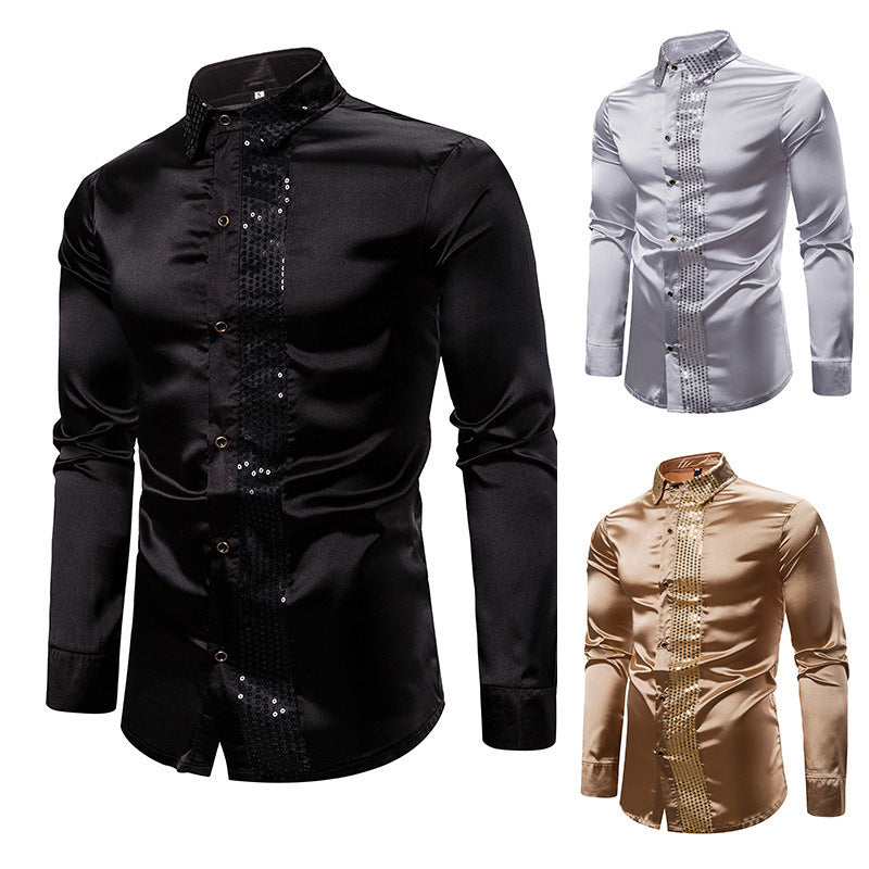 Host Ceremony Men's Lapel Long Sleeve Shirt