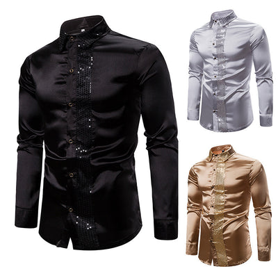 Host Ceremony Men's Lapel Long Sleeve Shirt