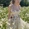 Abito da ballo in tulle color champagne chiaro con scollo a cuore e strascico