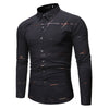 Camicia da uomo a maniche lunghe con stampa bronzata e colletto alla coreana modello Henry