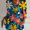 Camicia da donna a maniche lunghe, stampa floreale retrò ed elegante