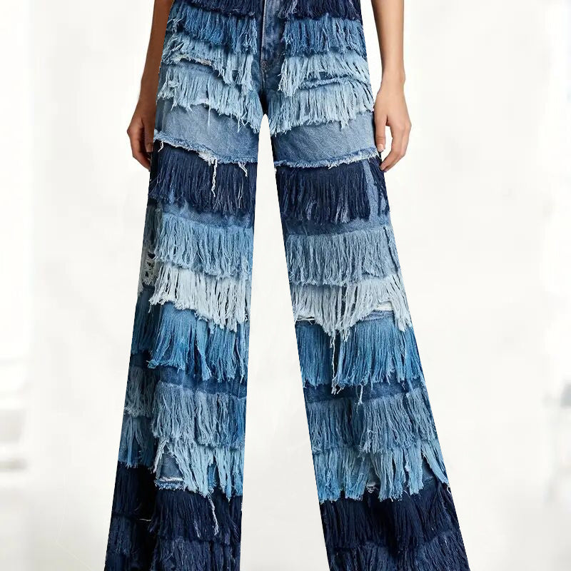 Hustler Stretch Shredded Straight Leg Jeans - Dark Wash