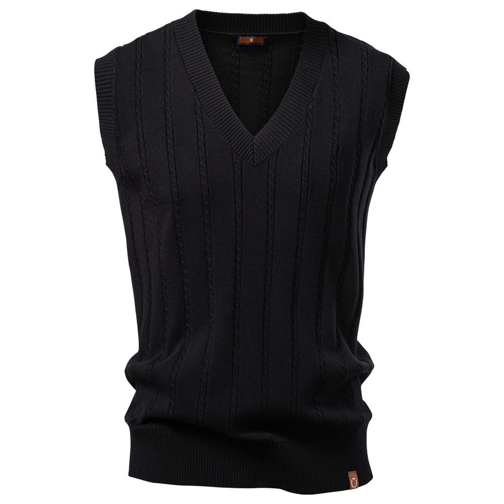 European Size V-neck Twist Sweater Vest Men's Business Sweater Waistcoat