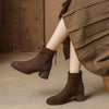 French Style Suede Boots Chunky Heel Thin Women's