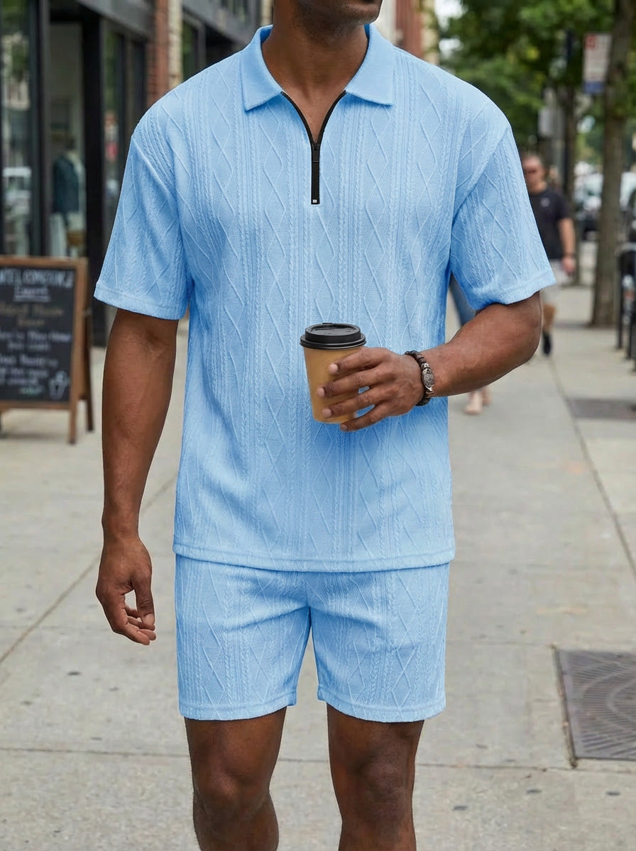 Polo da uomo, casual, a maniche corte, pantaloncini sportivi