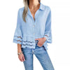 Camicia Con Bordo In Pizzo E Dettagli Svasati In Pizzo Sui Polsini