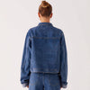 Giacca di jeans casual con colletto rovesciato e maniche lunghe